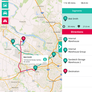 The abas Delivery and Route Planning mobile app maps out the optimum multi-stop route for delivery.